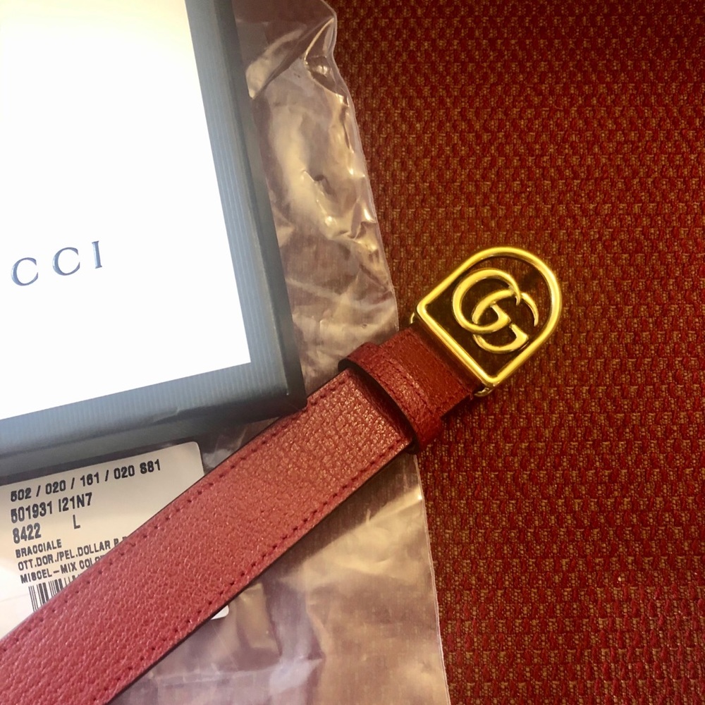 NWT~GUCCI~Marmont Double-G Leather Belt Bracelet - Picture 8 of 11
